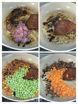 肉末胡萝卜炒豌豆的做法步骤：4