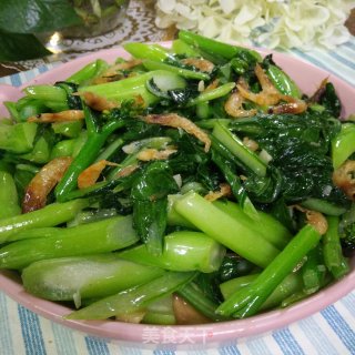 虾干炒菜心的做法步骤：10