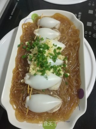 蒜香红薯粉条蒸鱿鱼的做法步骤：14
