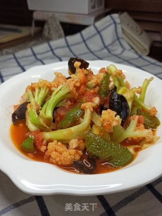 番茄木耳炒菜花的做法步骤：11