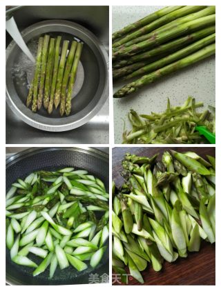 蟹味菇芦笋炒黄豆芽的做法步骤：2