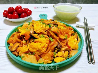 双菇辣白菜炒鸡蛋的做法步骤：14