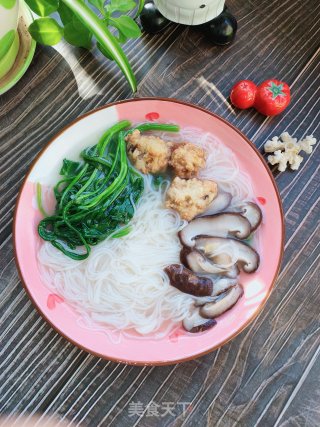 空心菜丸子汤粉的做法步骤：10