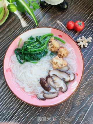 空心菜丸子汤粉的做法步骤：11
