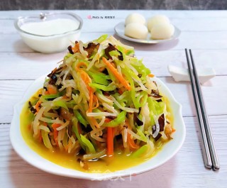 莴笋拌豆芽木耳胡萝卜的做法步骤：12
