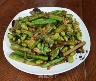 辣豆豉炒毛豆苦瓜的做法步骤：8