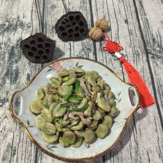 香葱肉丝烧蚕豆的做法步骤：9