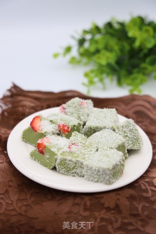 抹茶草莓牛奶小方的做法步骤：8