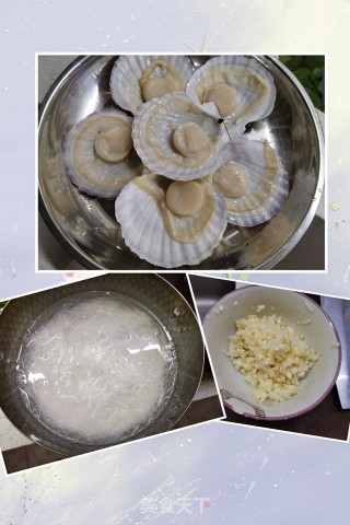 蒜蓉粉丝蒸扇贝的做法步骤：1