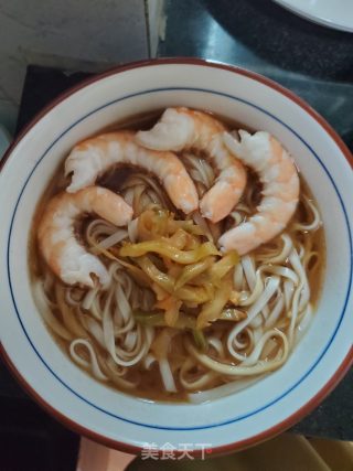 鲜虾榨菜汤面的做法步骤：7