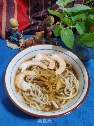 鲜虾榨菜汤面的做法步骤：8