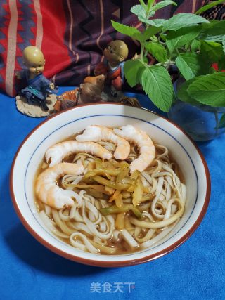 鲜虾榨菜汤面的做法步骤：9