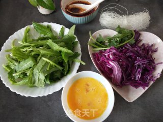 拌油麦菜紫甘蓝丝的做法步骤：1