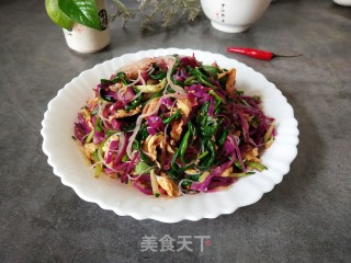拌油麦菜紫甘蓝丝的做法步骤：8