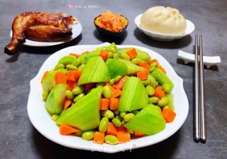 丝瓜炒毛豆#食物边角料做大餐#的做法步骤：12