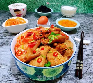明虾鸡爪煲#食物边角料做大餐#的做法步骤：15