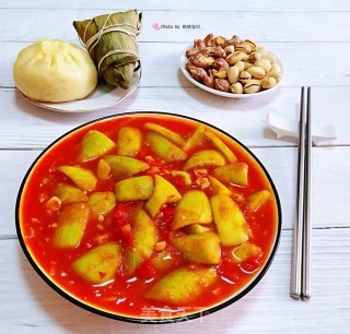 番茄炒丝瓜的做法步骤：12