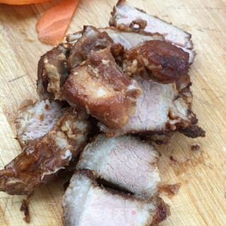 烧肉炒莴苣片的做法步骤：5