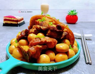 红烧猪肘鹌鹑蛋的做法步骤：12