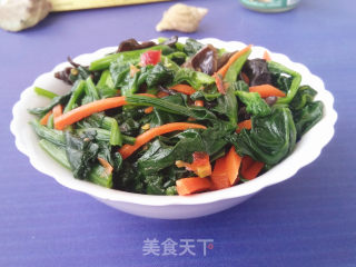 虾仁花蛤酱拌菠菜的做法步骤：9
