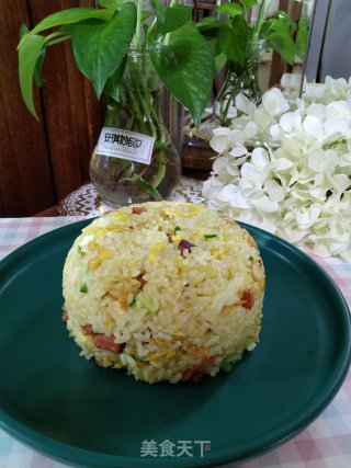 咖喱青瓜火腿炒饭的做法步骤：8