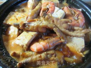 鲜虾老豆腐鸡爪煲的做法步骤：13