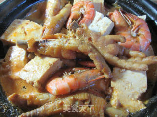 鲜虾老豆腐鸡爪煲的做法步骤：14