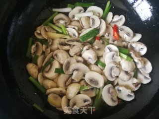 小葱炒口蘑的做法步骤：7
