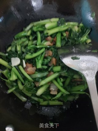 五花肉炒菜心苗的做法步骤：6