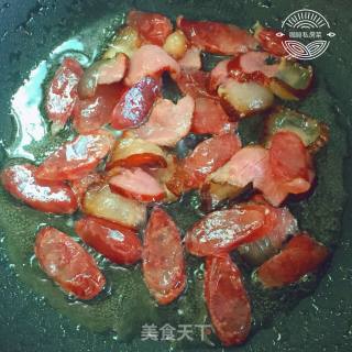腊味炒红菜苔的做法步骤：7