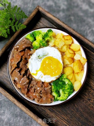 牛肉蔬菜拼饭的做法步骤：14