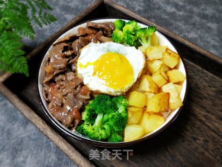 牛肉蔬菜拼饭的做法步骤：15