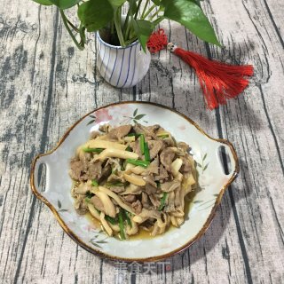 香葱肉片焖平菇的做法步骤：8
