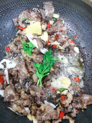 家常小炒麻辣紫苏牛肉的做法步骤：5