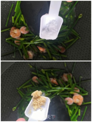 韭菜花炒虾的做法步骤：7