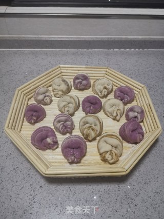 芝麻酱，紫薯花卷的做法步骤：14