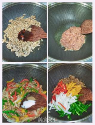 彩椒肉丝拌面的做法步骤：5
