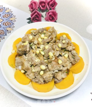 莲子排骨蒸南瓜#蒸菜#的做法步骤：7