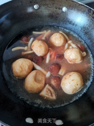 油面筋虾滑番茄汤的做法步骤：7