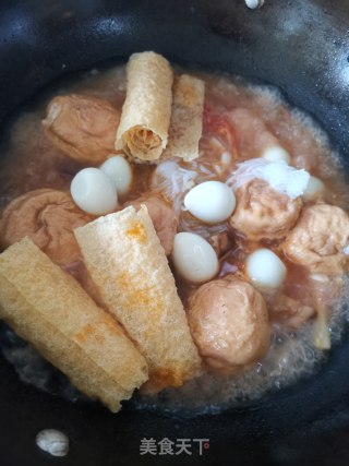 油面筋虾滑番茄汤的做法步骤：8