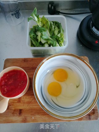 西红柿鸡蛋油菜炒面的做法步骤：2