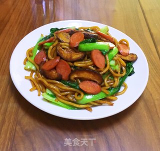 火腿香菇青菜炒面的做法步骤：10