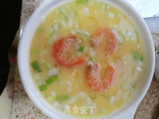 嫩豆腐虾仁蒸蛋的做法步骤：5