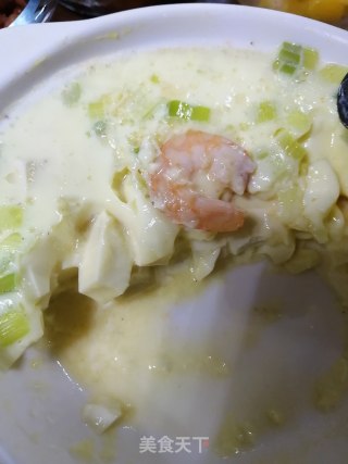 嫩豆腐虾仁蒸蛋的做法步骤：8