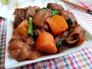 胡萝卜烧牛腩牛筋的做法步骤：24