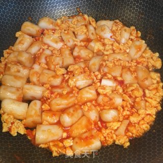 蕃茄鸡蛋炒年糕的做法步骤：6