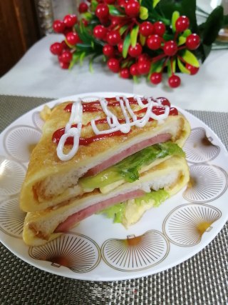 蛋饼三明治的做法步骤：7