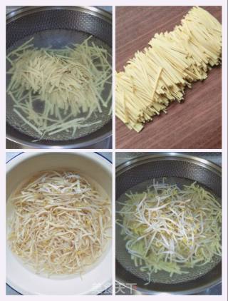 干豆腐豆芽拌苦菊的做法步骤：2