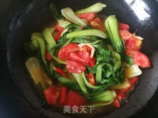 西红柿炒上海青的做法步骤：8