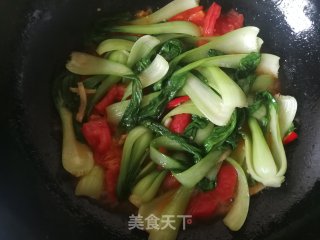 西红柿炒上海青的做法步骤：9